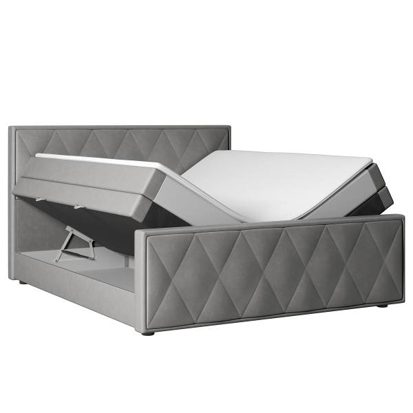 Letto boxspring Sasien Velluto Krysia: grigio chiaro - 140 x 200cm - H2