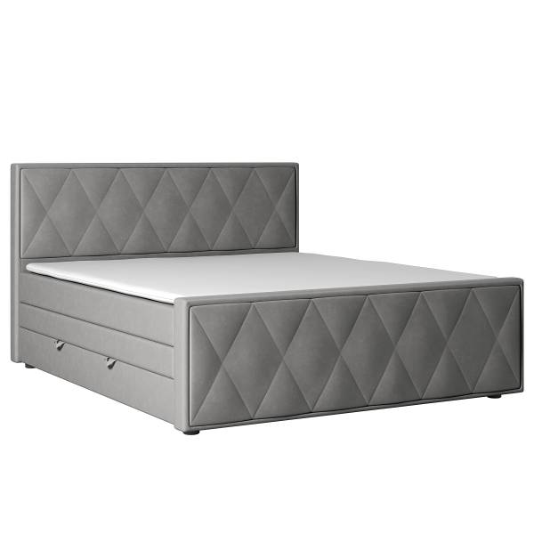 Letto boxspring Sasien Velluto Krysia: grigio chiaro - 140 x 200cm - H2