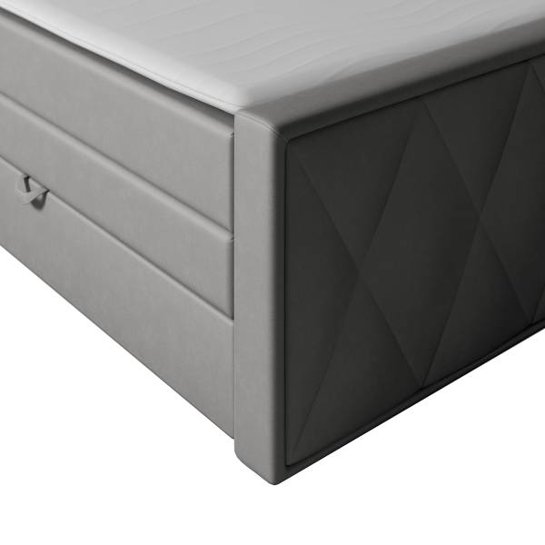 Letto boxspring Sasien Velluto Krysia: grigio chiaro - 140 x 200cm - H2