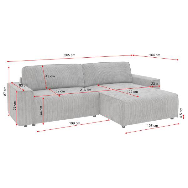 Canapé d’angle convertible MAZING Tissu Luara: Vert foncé