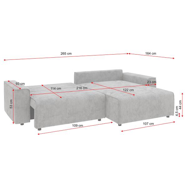 Canapé d’angle convertible MAZING Tissu Luara: Vert foncé