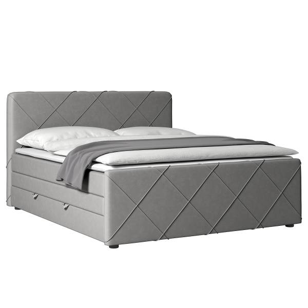 Boxspringbett Kirque Samt Krysia: Hellgrau - 140 x 200cm - H2