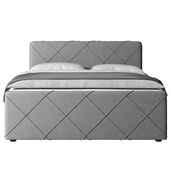 Boxspringbett Kirque Samt Krysia: Hellgrau - 140 x 200cm - H2