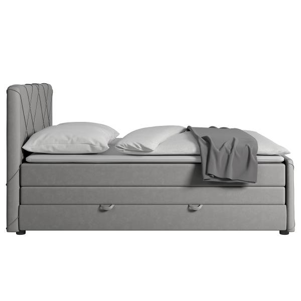 Boxspringbett Kirque Samt Krysia: Hellgrau - 140 x 200cm - H2