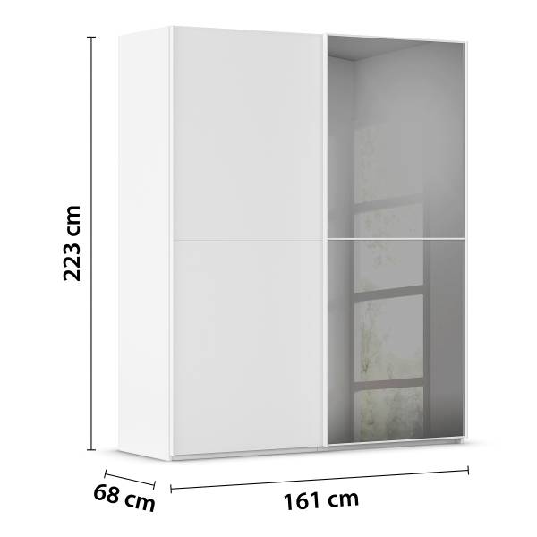 Schwebetürenschrank Lagaro Alpinweiß - Breite: 162 cm - Classic - Weiß