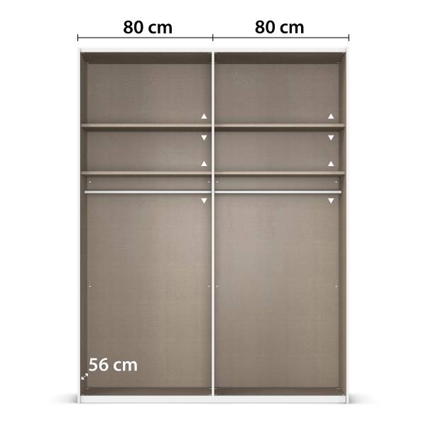 Schwebetürenschrank Lagaro Alpinweiß - Breite: 162 cm - Classic - Weiß