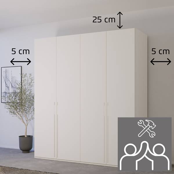 Schwebetürenschrank Lagaro Alpinweiß - Breite: 162 cm - Classic - Weiß