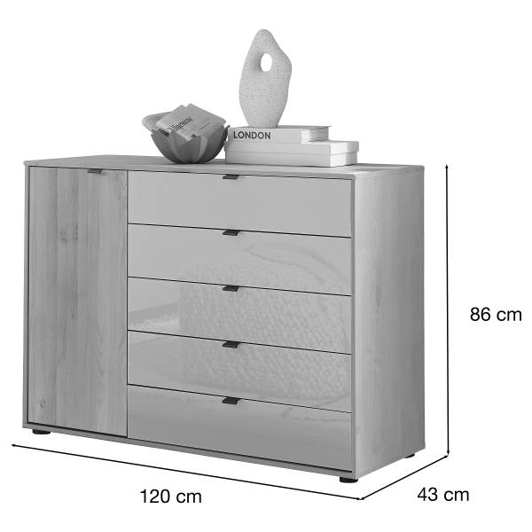 Kast Cardiff met 1 deur champagnekleurig - els