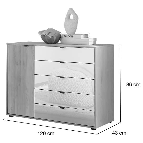 Commode Cardiff avec 1 porte Blanc - Aulne