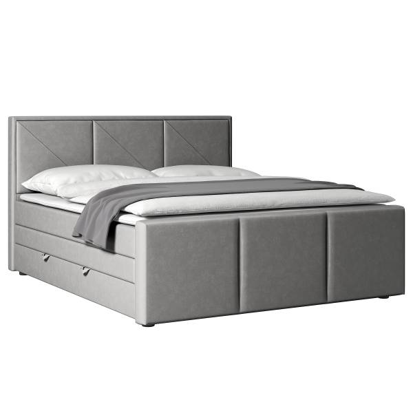 Letto boxspring Rodero Velluto Krysia: grigio chiaro - 140 x 200cm - H2