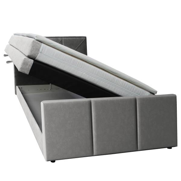 Letto boxspring Rodero Velluto Krysia: grigio chiaro - 140 x 200cm - H2