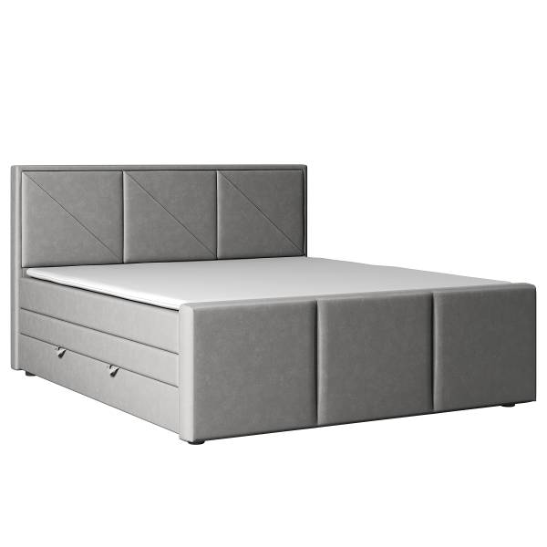 Letto boxspring Rodero Velluto Krysia: grigio chiaro - 140 x 200cm - H2