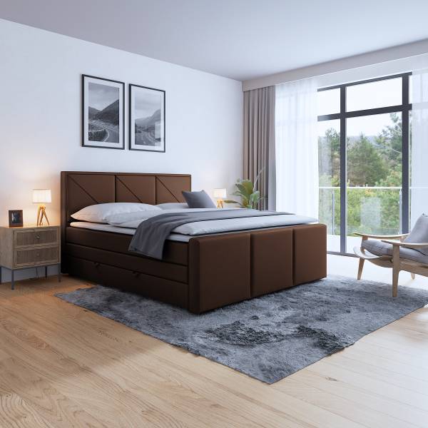 Boxspringbett Rodero Samt Krysia: Braun - 100 x 200cm - H2