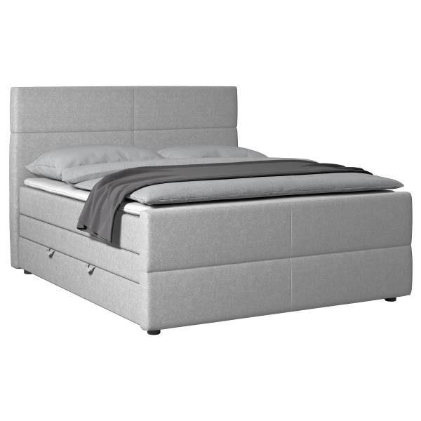 Letto boxspring Solier Tessuto Pria: grigio talpa - 140 x 200cm - H2