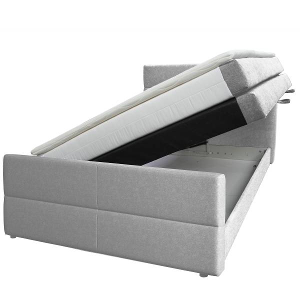 Letto boxspring Solier Tessuto Pria: grigio talpa - 140 x 200cm - H2