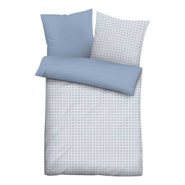 Renforcé Bettwäsche Aviano Baumwolle - Blau - 155 x 220 cm + Kissen 80 x 80 cm