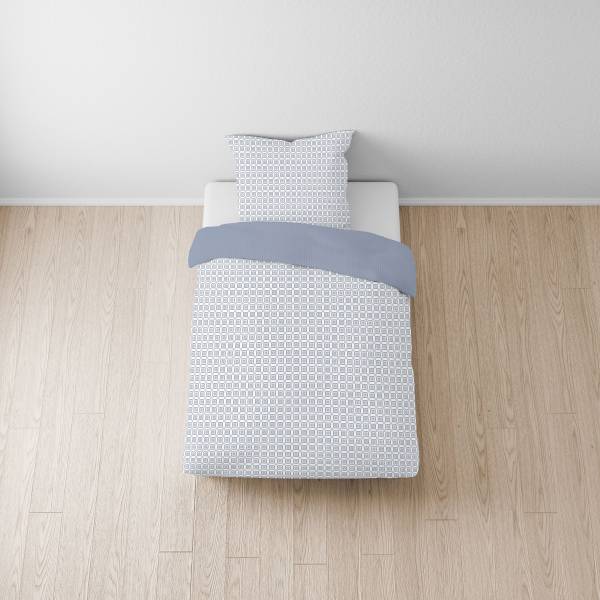 Renforcé Bettwäsche Aviano Baumwolle - Blau - 155 x 220 cm + Kissen 80 x 80 cm
