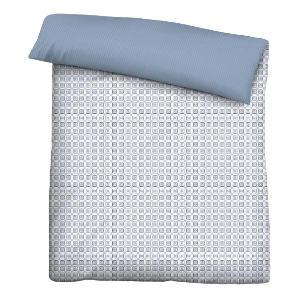 Renforcé Bettwäsche Aviano Baumwolle - Blau - 155 x 220 cm + Kissen 80 x 80 cm