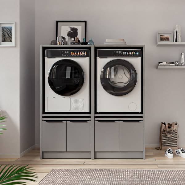 Mobile per lavatrice SOCAMA B Grigio opaco - Altezza: 150 cm