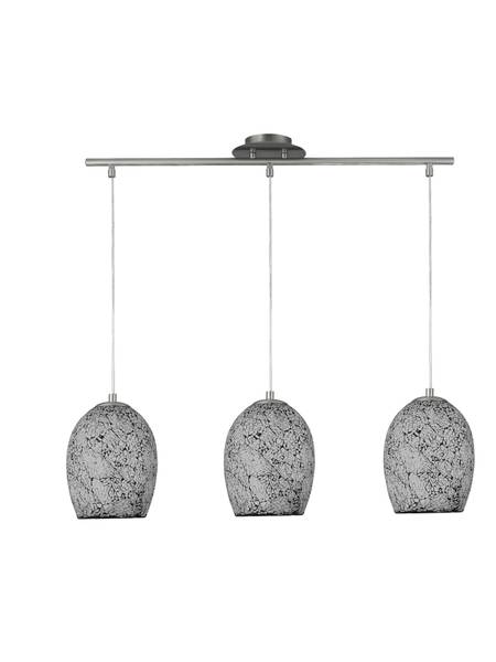 Lampada a sospensione Crackle Acciaio / Vetro colorato - bianco / nero - 3 punti luce