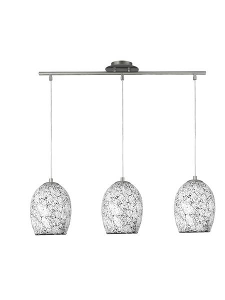 Lampada a sospensione Crackle Acciaio / Vetro colorato - bianco / nero - 3 punti luce