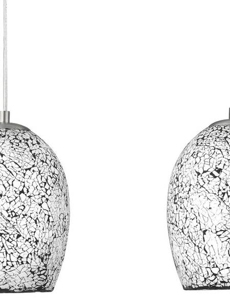 Lampada a sospensione Crackle Acciaio / Vetro colorato - bianco / nero - 3 punti luce