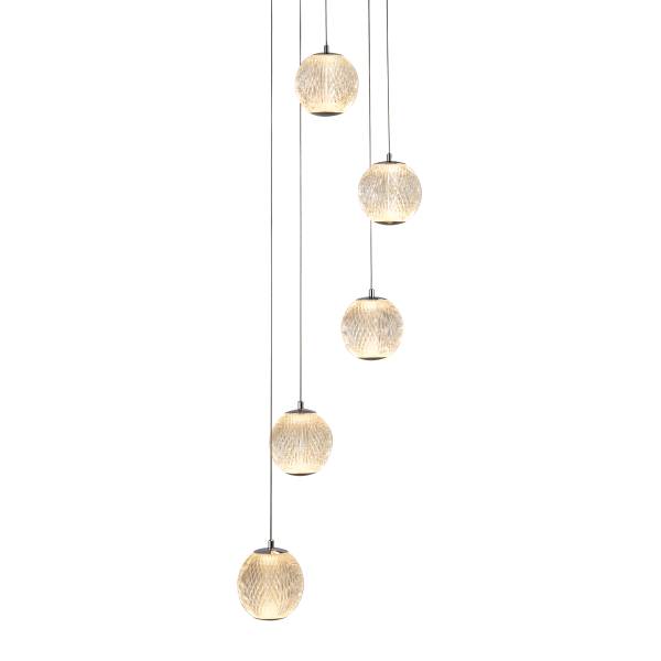 Pendelleuchte Allure Stahl / Acrylglas - Silber - 5-flammig
