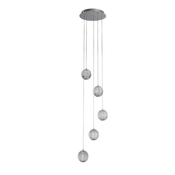 Pendelleuchte Allure Stahl / Acrylglas - Silber - 5-flammig