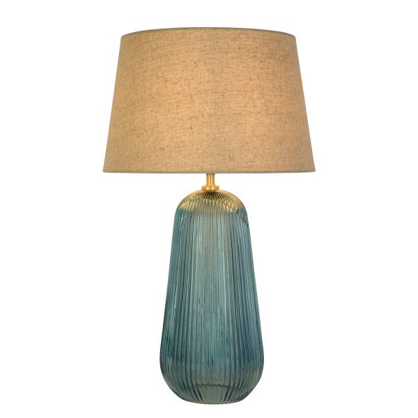 Tischleuchte Cameo Stahl / Farbglas - Blau - 1-flammig