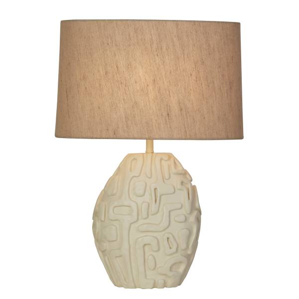Lampada da tavolo Adelaide Pietra artificiale / Lino - Beige / Bianco - 1 punto luce