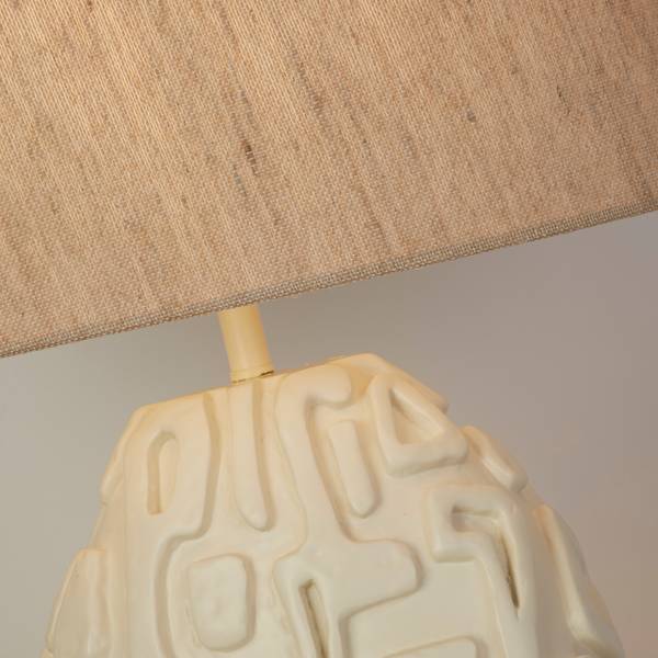 Lampada da tavolo Adelaide Pietra artificiale / Lino - Beige / Bianco - 1 punto luce