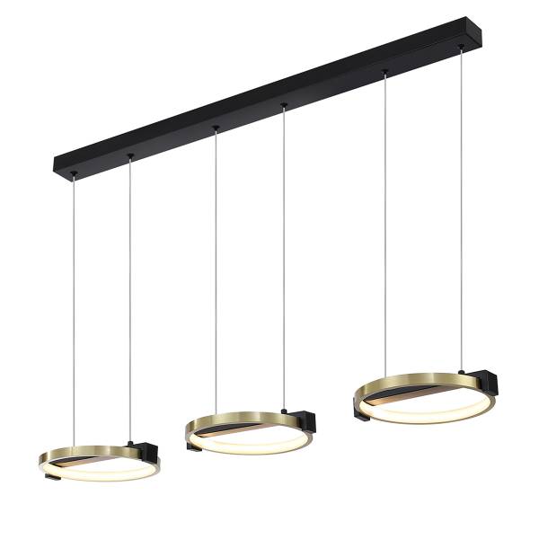 Suspension Aerial Acier - Doré / Noir - 3 ampoules