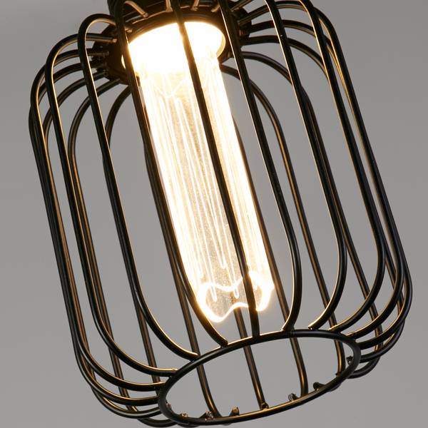 LED-Leuchtmittel Drum Metal Stahl / Klarglas - Schwarz