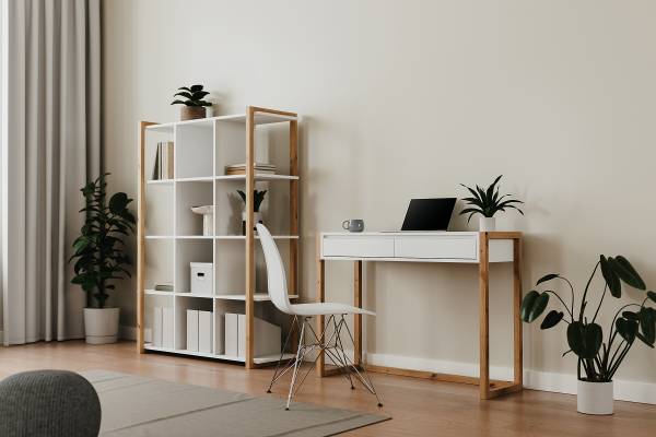 Open kast Denville wit/Artisan eikenhouten look