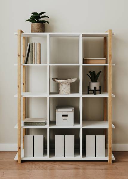 Open kast Denville wit/Artisan eikenhouten look