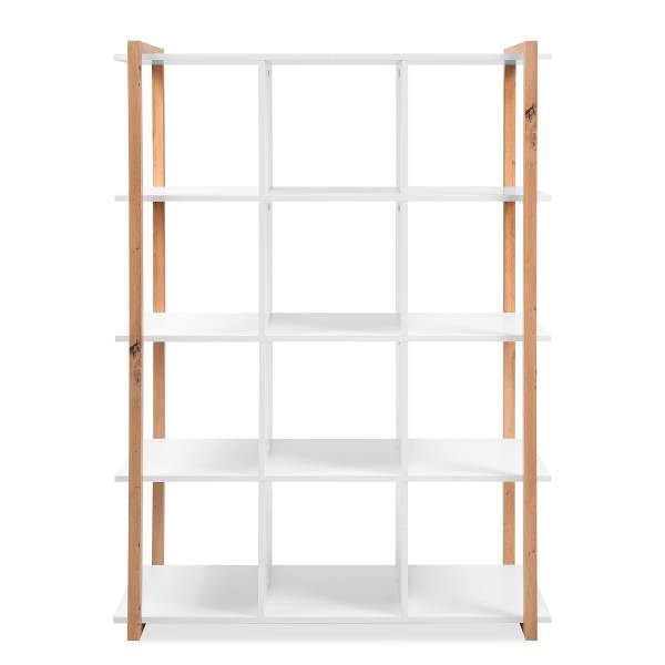 Open kast Denville wit/Artisan eikenhouten look