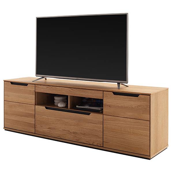 Wohnwand Skolo 3-teilig Lowboard 193 cm Wildeiche teilmassiv - Ohne Beleuchtung