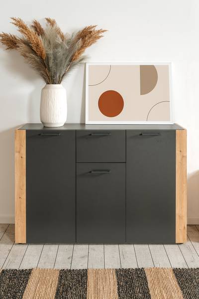 Madia Shosky Effetto rovere Artisan / Antracite - Larghezza: 126 cm