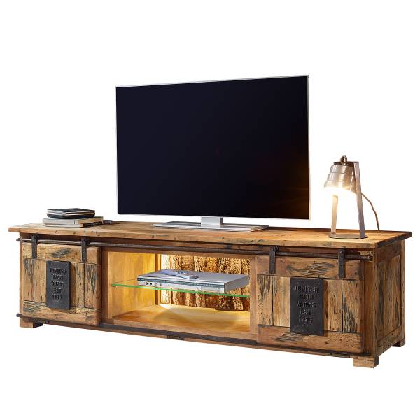 Beleuchtetes TV-Lowboard Hayes Mango / Schwarz