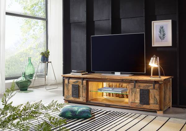Beleuchtetes TV-Lowboard Hayes Mango / Schwarz