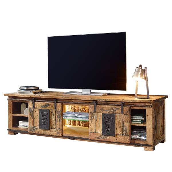 Beleuchtetes TV-Lowboard Hayes Mango / Schwarz