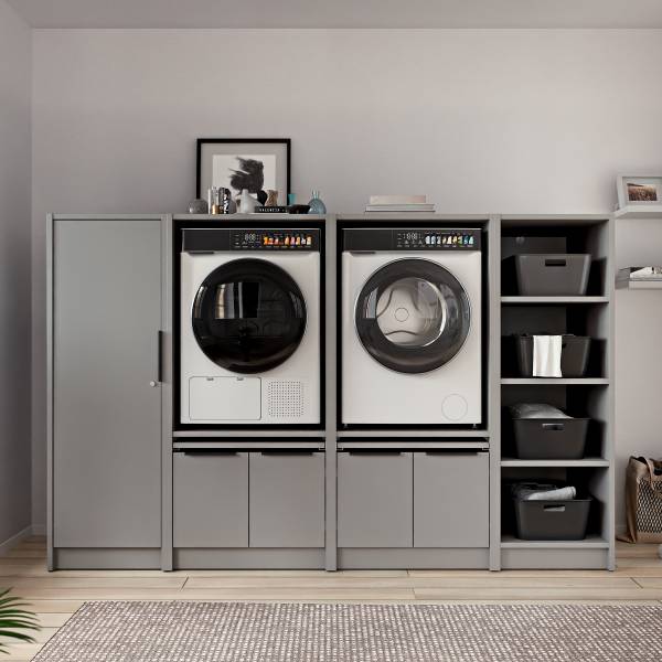 Hauswirtschaftsraum SOCAMA Set H Matt Grau - Höhe: 150 cm