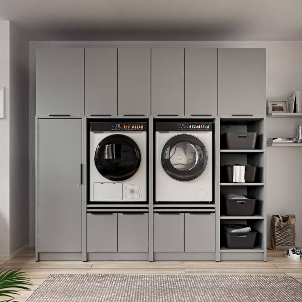 Hauswirtschaftsraum SOCAMA Set H Matt Grau - Höhe: 220 cm