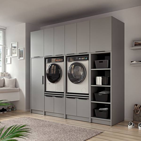 Hauswirtschaftsraum SOCAMA Set H Matt Grau - Höhe: 220 cm