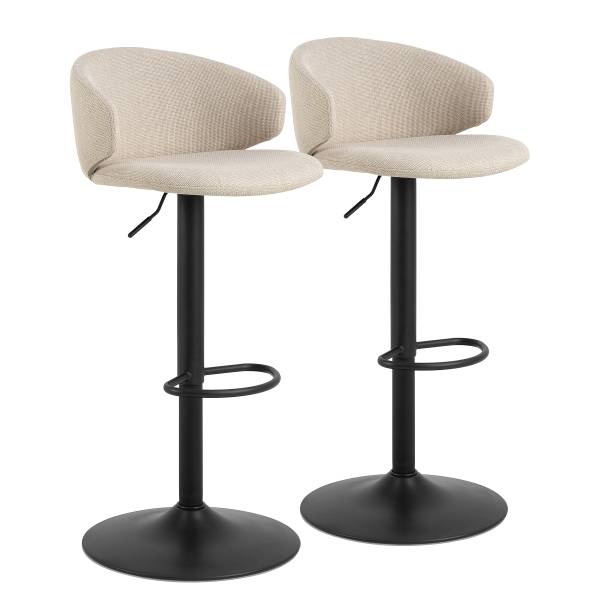 Barhocker Bacavi 2er-Set Beige - Flachgewebe - Stahl - 46 x 107 x 38 cm