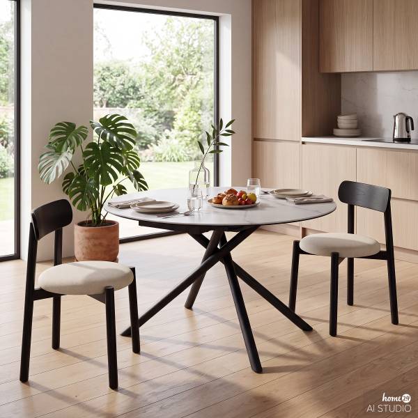 Esszimmerstuhl TARO 2er-Set Beige / Schwarz