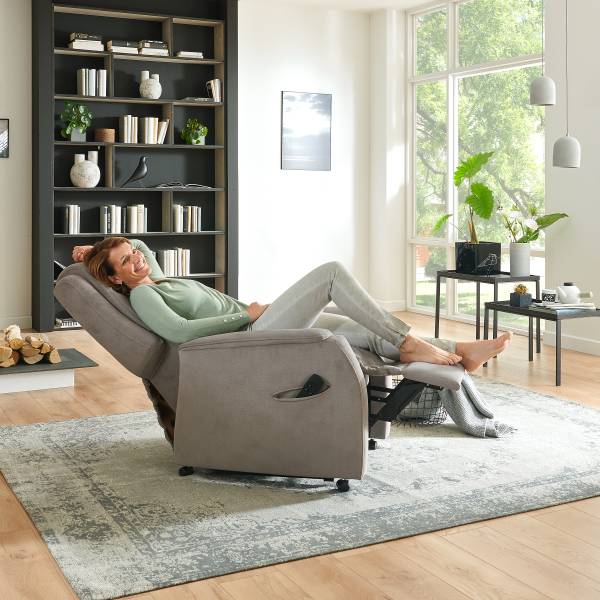 Fauteuil relax Hukla RV44 Marron - Gris - Microfibre - 72 x 109 x 82 cm