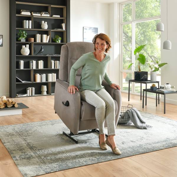 Fauteuil relax Hukla RV44 Marron - Gris - Microfibre - 72 x 109 x 82 cm