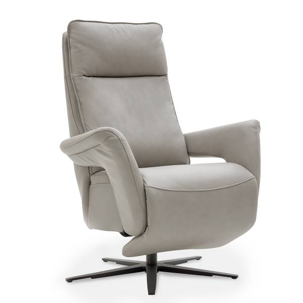 Relaxsessel Hukla MUR Grau - Pigmentiertes Leder - Stahl - 83 x 112 x 87 cm