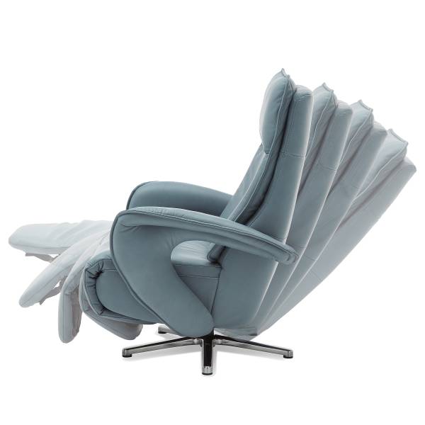 Relaxsessel Hukla ER04 Blau - Pigmentiertes Leder - Stahl - 77 x 110 x 87 cm